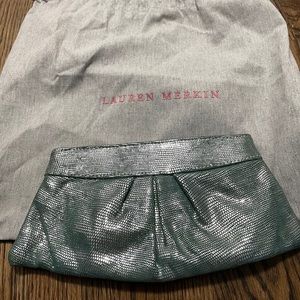 Lauren Merkin silver/green clutch